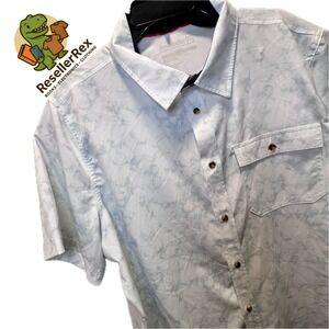 Avalanche Outdoor Supply Company Men's XL White Marble Print Short Sleeve Shirt‎
